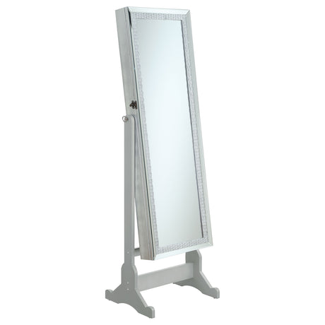 Furniture City Houma - Coaster - Elle Cheval Mirror with Jewelry Storage Silver - 902779