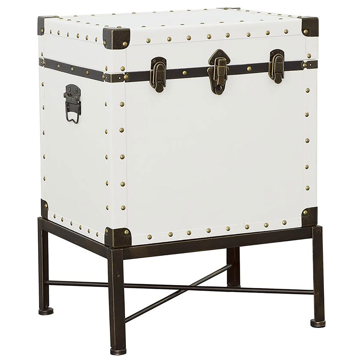 Furniture City Houma - Coaster - Nancy Upholstered Vintage Side Table Storage Trunk White - 902819