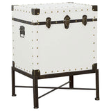 Furniture City Houma - Coaster - Nancy Upholstered Vintage Side Table Storage Trunk White - 902819