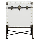 Nancy Upholstered Vintage Side Table Storage Trunk White
