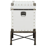 Nancy Upholstered Vintage Side Table Storage Trunk White