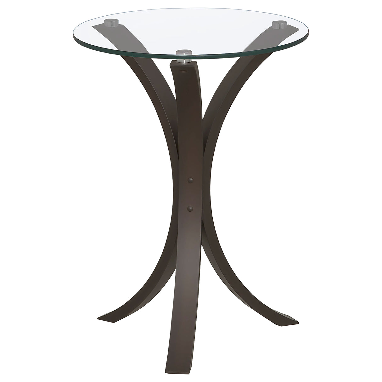 Furniture City Houma - Coaster - Edgar Round Glass Top Accent Side Table Cappuccino - 902867