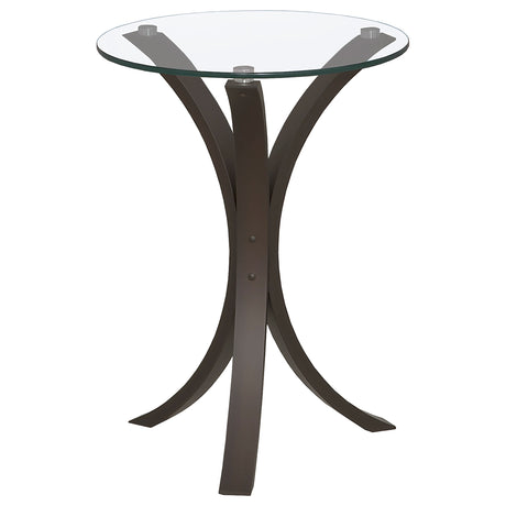 Furniture City Houma - Coaster - Edgar Round Glass Top Accent Side Table Cappuccino - 902867