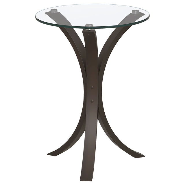 Furniture City Houma - Coaster - Edgar Round Glass Top Accent Side Table Cappuccino - 902867