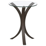 Edgar Round Glass Top Accent Side Table Cappuccino