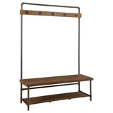 Furniture City Houma - Coaster - Alise 5 Hook Coat Rack Hall Tree with Shoe Bench Chestnut - 902921
