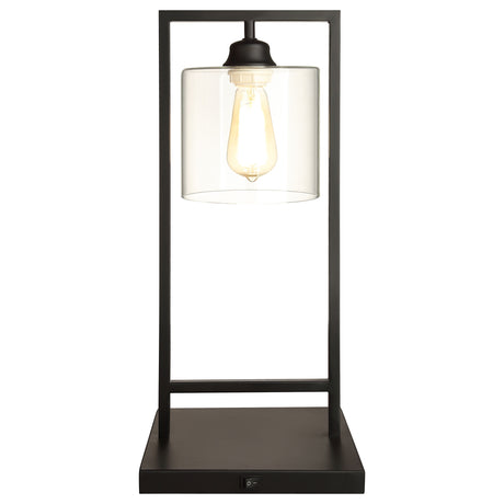 Furniture City Houma - Coaster - Shoto 20-inch Glass Shade Metal Bedside Table Lamp Black - 902964