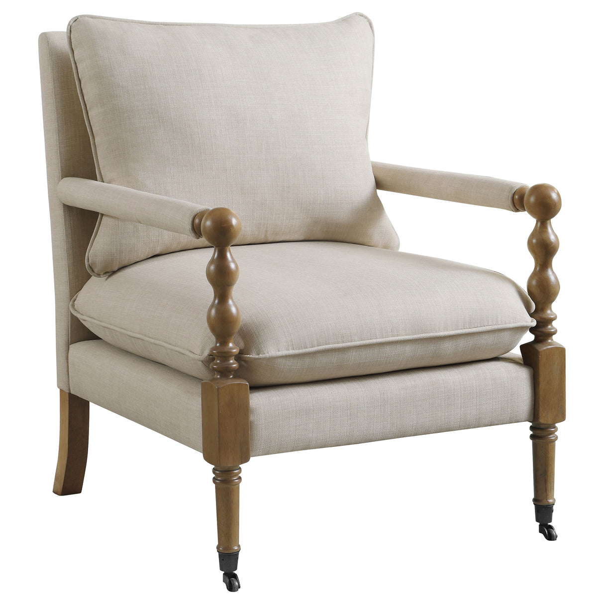 Furniture City Houma - Coaster - Dempsy Upholstered Accent Chair with Casters Beige - 903058