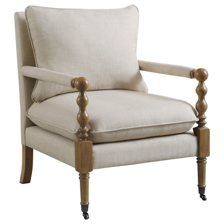 Furniture City Houma - Coaster - Dempsy Upholstered Accent Chair with Casters Beige - 903058