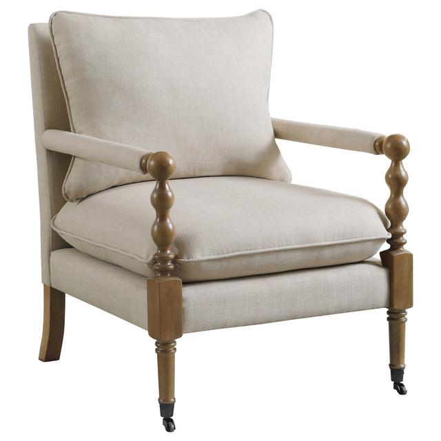 Furniture City Houma - Coaster - Dempsy Upholstered Accent Chair with Casters Beige - 903058