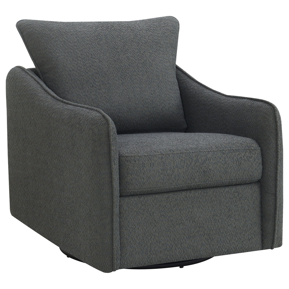 Furniture City Houma - Coaster - Madia Upholstered Sloped Arm Swivel Glider Chair Charcoal - 903393