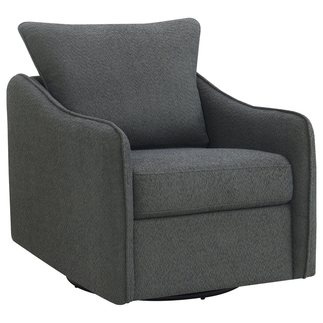 Furniture City Houma - Coaster - Madia Upholstered Sloped Arm Swivel Glider Chair Charcoal - 903393