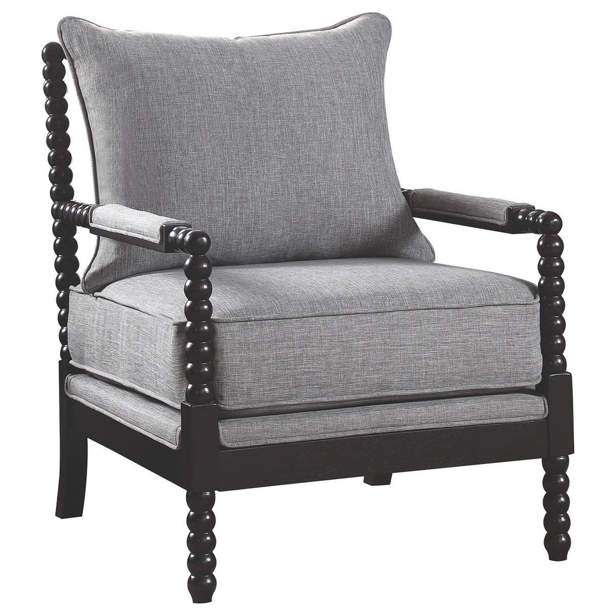 Furniture City Houma - Coaster - Blanchett Upholstered Bobbin Accent Chair Grey and Black - 903824