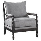 Furniture City Houma - Coaster - Blanchett Upholstered Bobbin Accent Chair Grey and Black - 903824