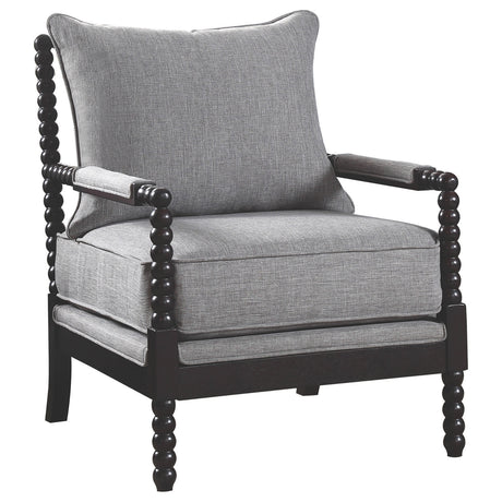 Furniture City Houma - Coaster - Blanchett Upholstered Bobbin Accent Chair Grey and Black - 903824