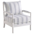 Furniture City Houma - Coaster - Blanchett Upholstered Bobbin Accent Chair White and Navy - 903835
