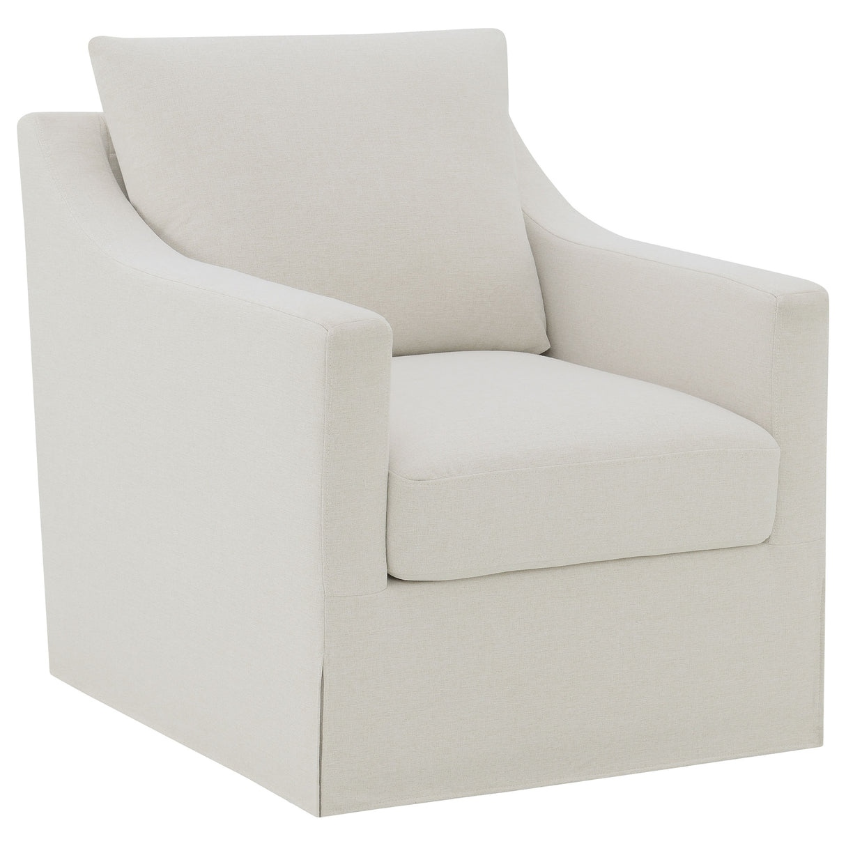 Furniture City Houma - Coaster - Winter Upholstered Sloped Arm Accent Swivel Chair Beige - 904133