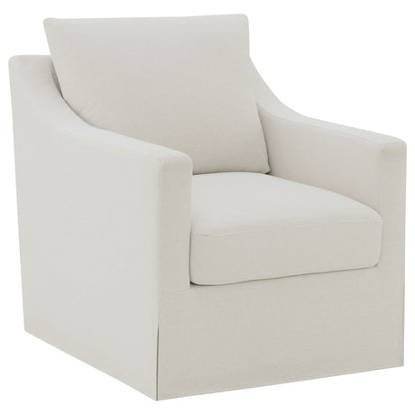 Furniture City Houma - Coaster - Winter Upholstered Sloped Arm Accent Swivel Chair Beige - 904133