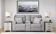 Furniture City Houma - Ashley Furniture - Biscoe Power Reclining Loveseat with Console - PWR REC Loveseat/CON/ADJ HDRST / Pewter - 9050318