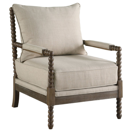 Furniture City Houma - Coaster - Blanchett Upholstered Bobbin Accent Chair Beige and Natural - 905362