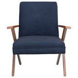 Cheryl Upholstered Wood Arm Accent Chair Dark Blue