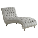 Furniture City Houma - Coaster - Lydia Velvet Upholstered Tufted Chaise Grey - 905468