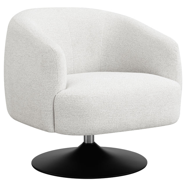 Furniture City Houma - Coaster - Dave Upholstered Barrel Back Swivel Club Chair Beige - 905739