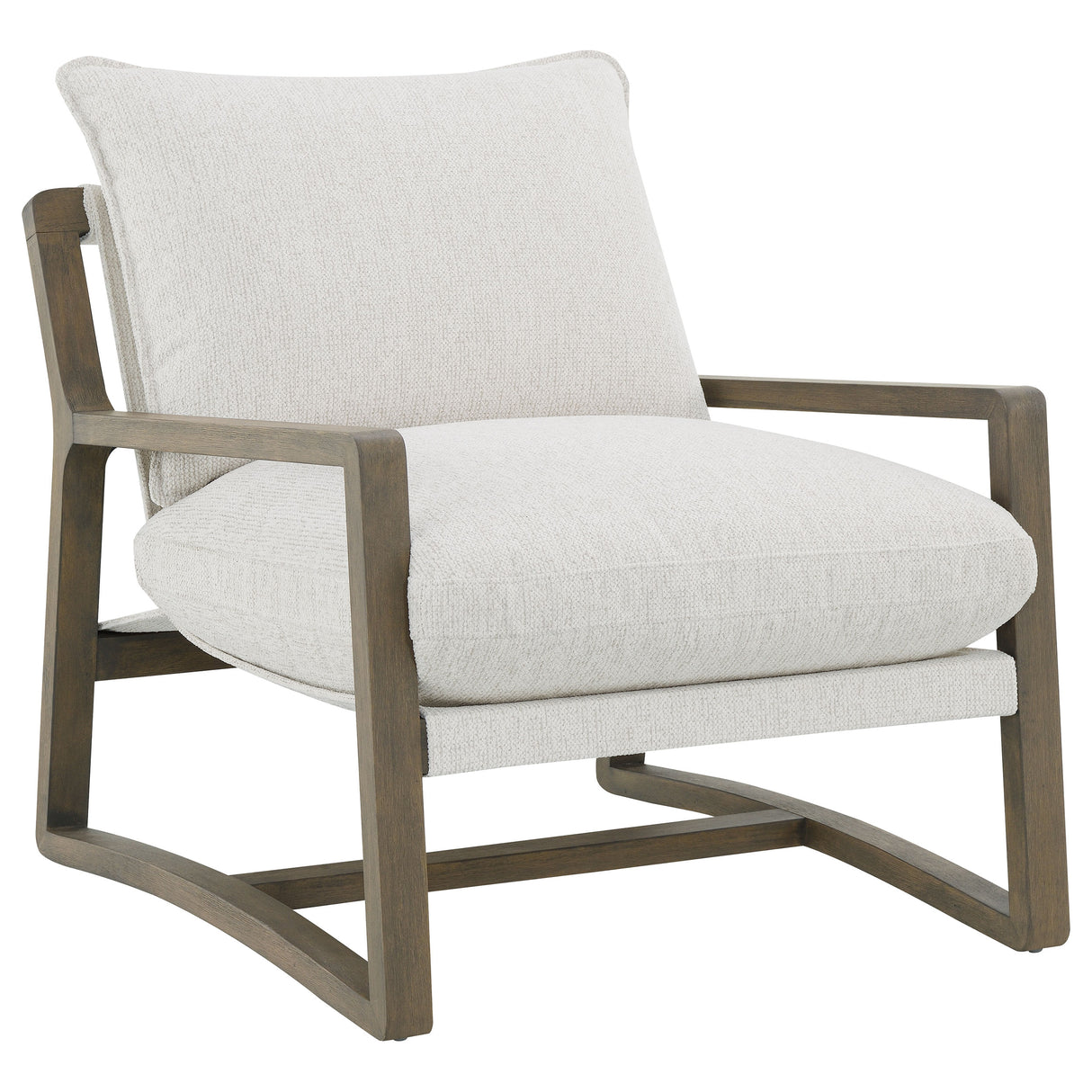 Furniture City Houma - Coaster - Geneva Boucle Upholstered Wood Arm Accent Chair Sand - 907509