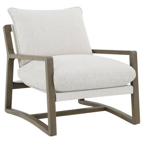 Furniture City Houma - Coaster - Geneva Boucle Upholstered Wood Arm Accent Chair Sand - 907509