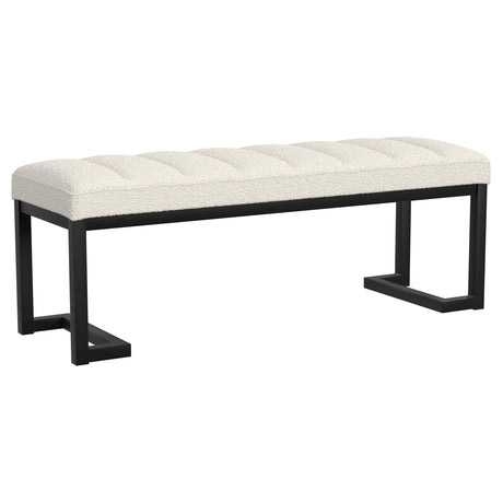 Furniture City Houma - Coaster - Mesa Boucle Upholstered Tufted Accent Bench Vanilla - 907514