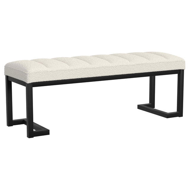 Furniture City Houma - Coaster - Mesa Boucle Upholstered Tufted Accent Bench Vanilla - 907514