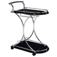 Furniture City Houma - Coaster - Elfman 2-tier Glass Shelf Metal Bar Cart Black and Chrome - 910001