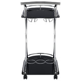 Elfman 2-tier Glass Shelf Metal Bar Cart Black and Chrome