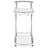 Elfman 2-tier Glass Shelf Metal Bar Cart White and Chrome