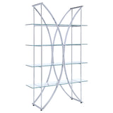 Furniture City Houma - Coaster - Larson 73-inch 4-shelf Glass Bookshelf Chrome - 910050
