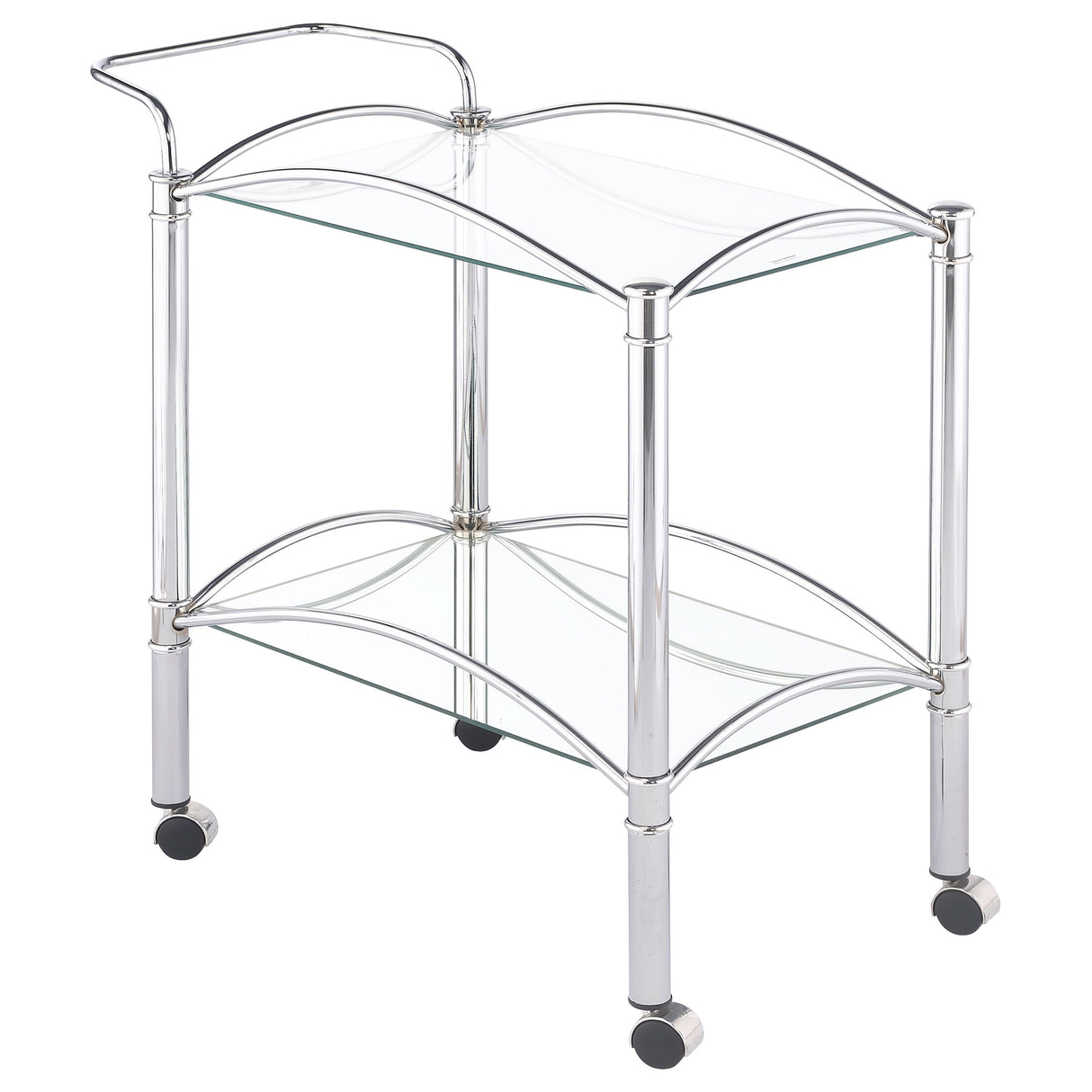 Furniture City Houma - Coaster - Shadix 2-tier Rectangular Glass Shelf Metal Bar Cart Chrome - 910077
