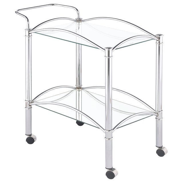 Furniture City Houma - Coaster - Shadix 2-tier Rectangular Glass Shelf Metal Bar Cart Chrome - 910077