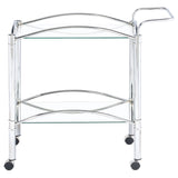 Shadix 2-tier Rectangular Glass Shelf Metal Bar Cart Chrome
