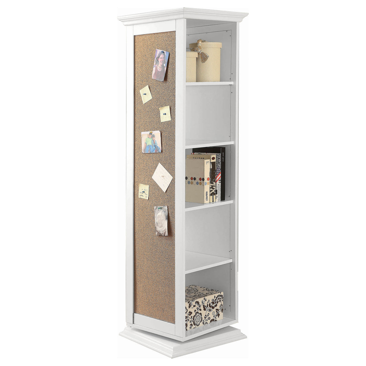 Furniture City Houma - Coaster - Robinsons Swivel Accent Cabinet with Cork Board White - 910080