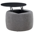 Furniture City Houma - Coaster - Tesoro Round Upholstered Lift Top Storage Ottoman Grey - 910147