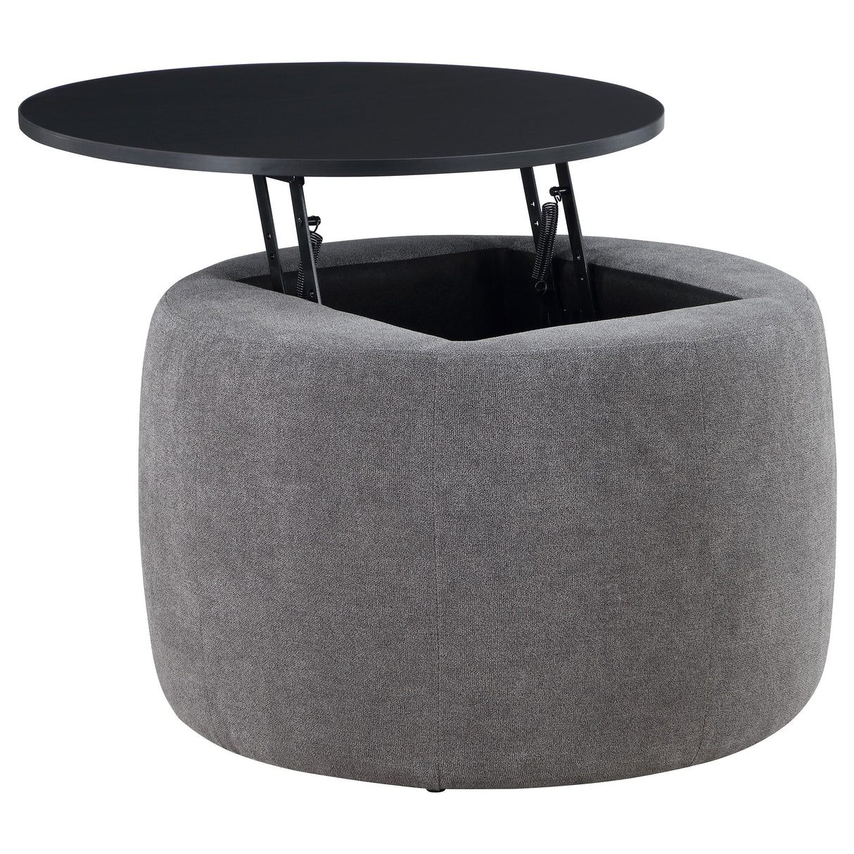 Furniture City Houma - Coaster - Tesoro Round Upholstered Lift Top Storage Ottoman Grey - 910147