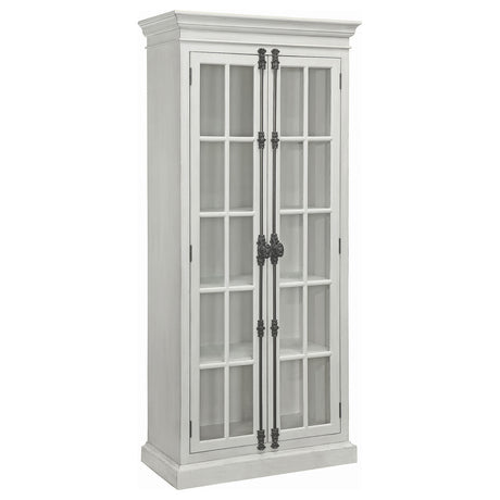 Furniture City Houma - Coaster - Toni 2-door Wood Tall Storage Cabinet Distressed White - 910187