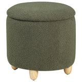 Furniture City Houma - Coaster - Valia Faux Sheepskin Upholstered Round Storage Ottoman Green - 910228