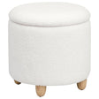 Furniture City Houma - Coaster - Valia Faux Sheepskin Upholstered Round Storage Ottoman Ivory - 910229