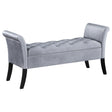 Furniture City Houma - Coaster - Farrah Velvet Upholstered Rolled Arm Storage Bench Silver - 910239