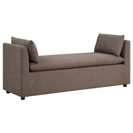 Furniture City Houma - Coaster - Robin Upholstered Accent Bench with Armrests Brown - 910280