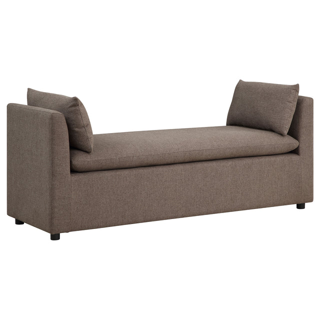 Furniture City Houma - Coaster - Robin Upholstered Accent Bench with Armrests Brown - 910280