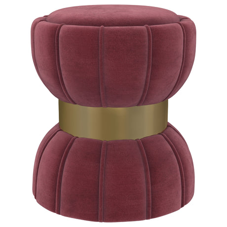 Furniture City Houma - Coaster - Sora Round Upholstered Ottoman Berry - 910290