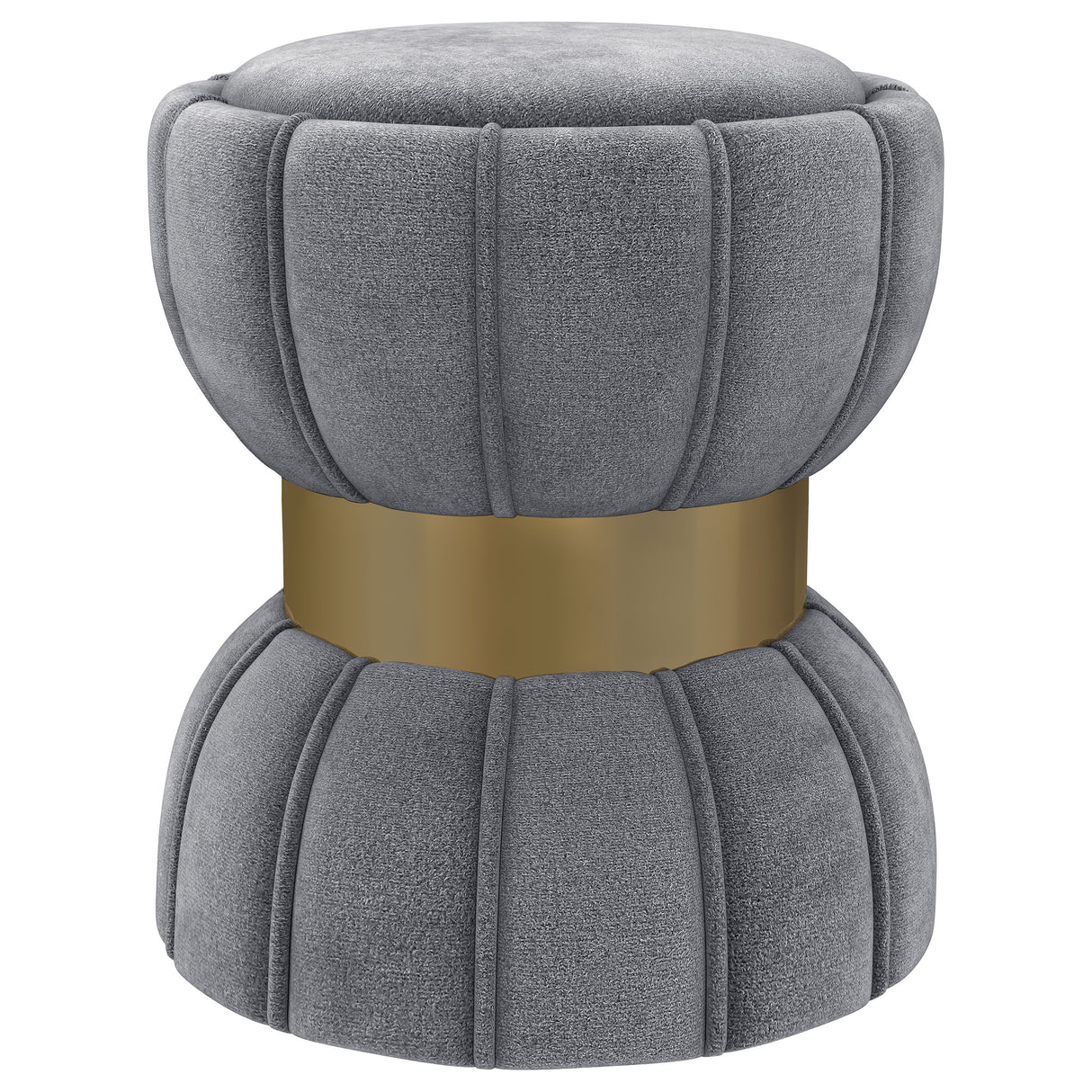 Furniture City Houma - Coaster - Sora Round Upholstered Ottoman Grey - 910291