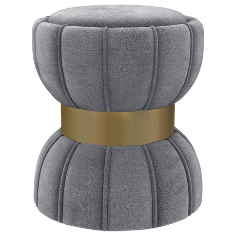 Furniture City Houma - Coaster - Sora Round Upholstered Ottoman Grey - 910291
